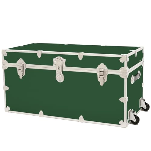 Image of Rhino Trunk & Case Classic XXL Home Storage & College Trunk With Wheels - 36 inchx18 inchx18 inch, Seats 1500+ lbs, Soft-Close Lid. USA Made Secure Dorm Furniture, Organization, Steamer Style Blanket Chest