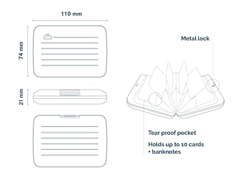 Aluminum card holder with metal lock, RFID Protection against fraud and demagnetization, Compact wallet, Smart Case OSLO model