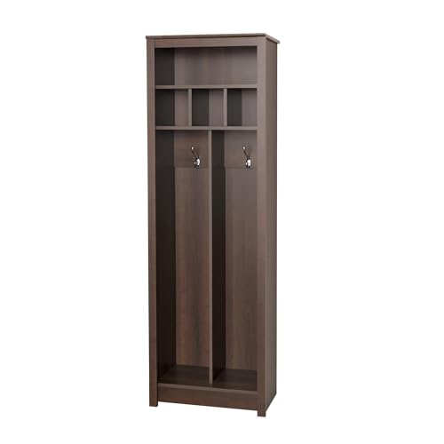 Prepac Space-Saving Entryway Hall Tree, 13Lx23.5Wx72.5H, Espresso
