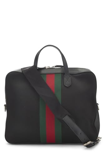 Pre-Loved Black Techno Canvas Web Briefcase, Black4