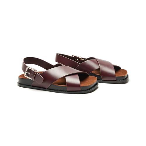 Image of C.Paravano Women Sandals | Women's Slide Sandals | Comfortable Dressy Flat Sandals | Sandals with Arch Support | Adjustable Buckle Slip On