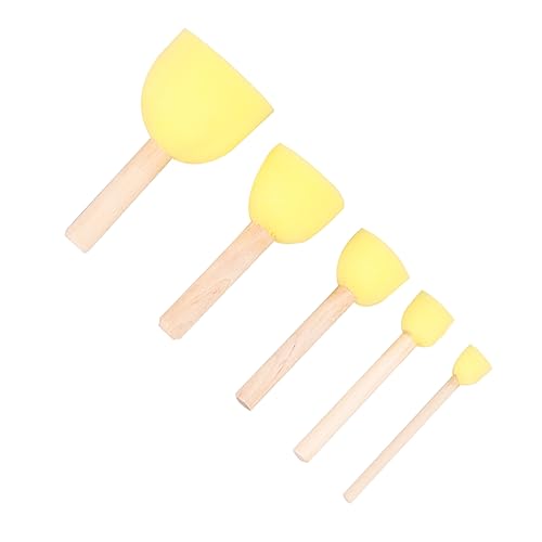 COHEALI Kids Sponge Painting Brush Set 15pcs Art Tools Wooden Handle Circle Sponge Brush for Kids Drawing