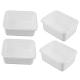 Cabilock 4 piezas Cajas Herméticas de Almacenamiento para Alimentos Contenedores Apilables para Frutas Verduras y Snacks Cajas de Conservación para Cocina y Congelador Color Blanco Leche