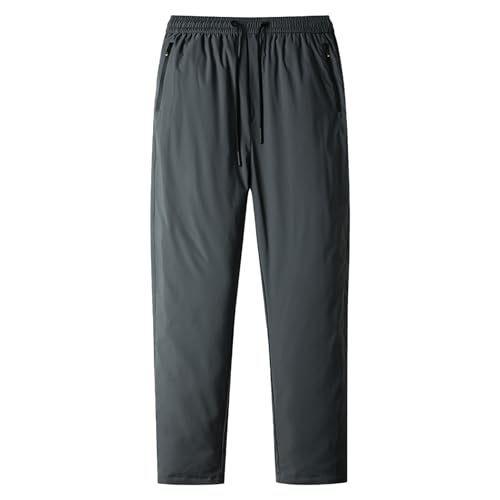 Oymyakon Men's Down Pants Winter Warm Elastic Waist Loose Utility Puffy Snow Ski Pants Trousers(Grey,Small)