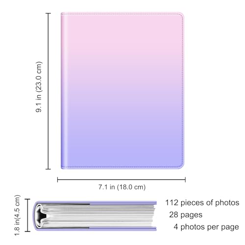 Fintie Photo Album for 4x6 Photos - 112 Pockets Vegan Leather Cover Memory Albums Book for Birthday Family Anniversary Vacation Pictures (Fantasy Ombre)