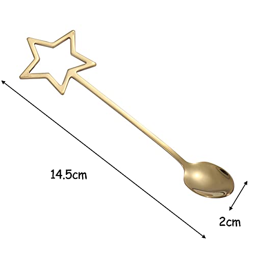 Cucharas de Acero Inoxidable, NALCY Cucharas de Estrella, Cucharillas Postre Cuchara de Café 14,5 cm de Acero Inoxidable para Sopa, Helado, Torta de Arroz (6 piezas) - Imagen 3