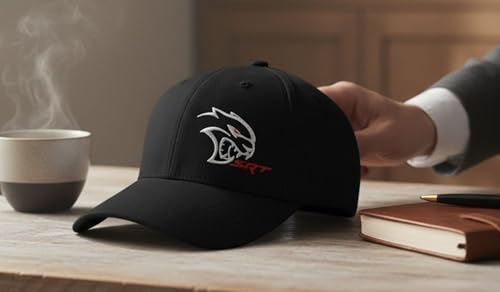 Chapeau brodé Dodge SRT Hellcat Redeye confortable en toile noire - 7