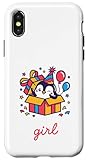 Installation facile Birthday Girl Pingouin Kawaii Party Motif boîte Surprise Coque pour iPhone X/XS
