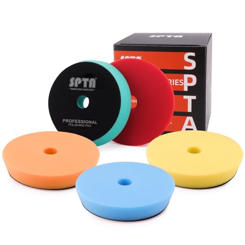SPTA 5tlg 125mm Polierschwämme Wachs Schwämme Polierschwamm Auto Polierschwamm Polierpad Polieren Pad Schwamm Polierschaum Set für 125mm Exzenter Poliermaschine Schleifmaschine