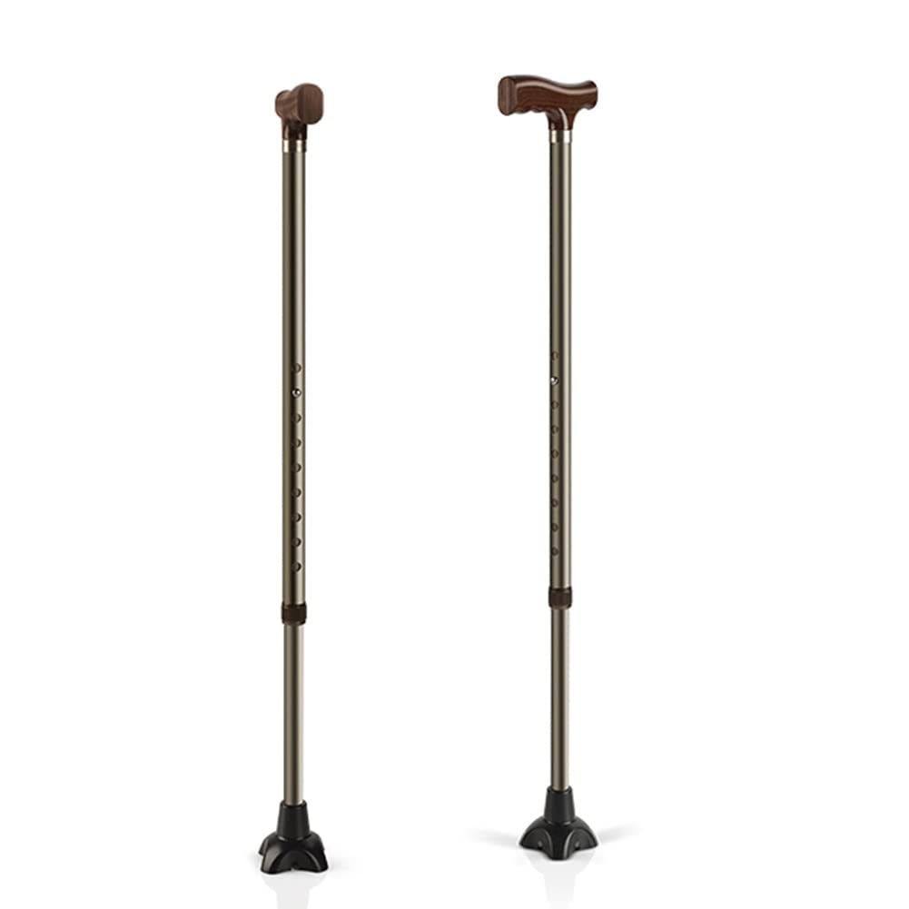 Bastón cuádruple de Aluminio para Ancianos, bastón Ajustable con Base de Cuatro Patas para Hombres y Mujeres con Altura 140-180 cm, soporta hasta 100 kg