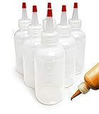 Bastex 6 Pack 4 Ounce Plastic Squeeze Bottles with Caps and Measurements. Small Mini Squeeze Bottle for Arts and Crafts, Paint, Icing, Liquids, Condiment, Glue. Sauces and More