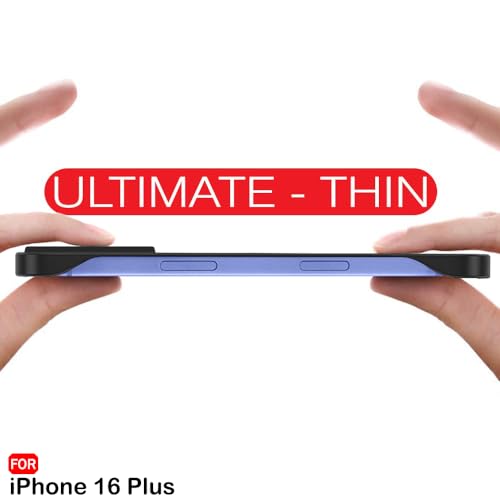 Image of TheGiftKart Hybrid Ultimate Slim Back Case Cover for iPhone 16 Plus Compatible with Magsafe | Lightweight Profile | Frosted Matte Translucent Hard Back Cover for iPhone 16 Plus (PC & TPU, Black Sides)