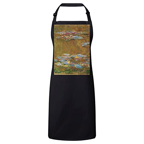 Tablier de cuisine premium Claude Monet Les Nymphéas noir impressionniste