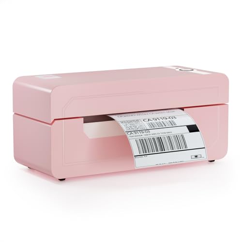 Gloryang Impresora de etiquetas de envío Bluetooth, impresora térmica de etiquetas para el hogar, escuela, oficina, rosa oscuro