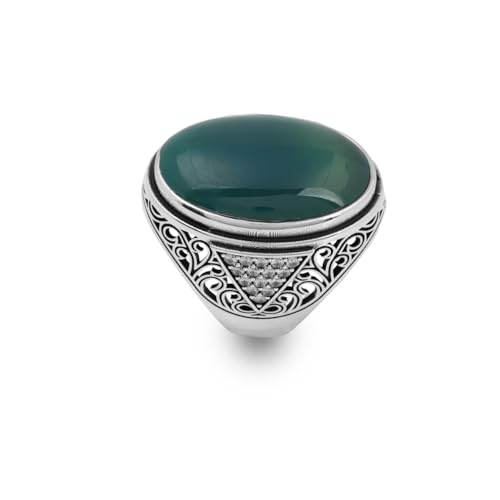 Bague en jade pour homme à porter au quotidien, style vintage chic en argent