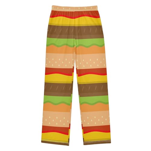 Burger Layer Boys Pants Boys Athletic Pants Long Pant for Boywith Pockets Wide-Leg Size 6-14Y