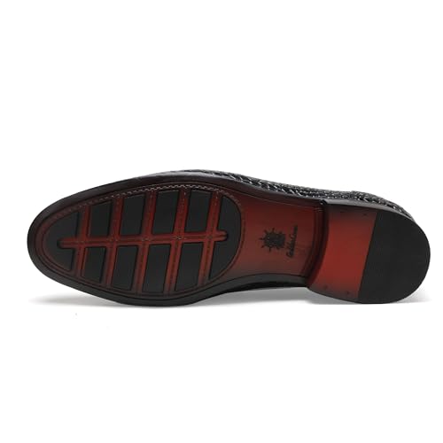 Men's Leather Tassel Loafers, Fashion Crocodile Printed Slip On Dress Shoes Casual Party Shoes Business Weddings Loafers for Mens3