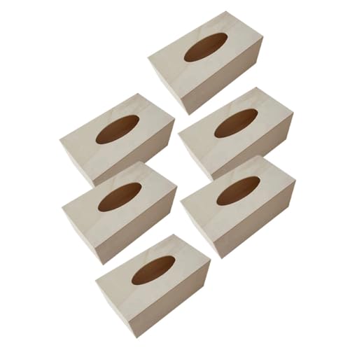 CLISPEED 6 pièces Boîte à Mouchoirs Bois Boîte Rangement Carrée avec Surface Vierge pour DIY Support Serviettes Personnalisable Décorative Pratique pour Bureau et Maison