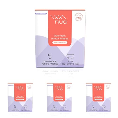 Image of Nua Overnight Disposable Period Panties | (S - M) | Heavy Flow Absorbency | Leakproof Protection | Discreet & Secure | Breathable | No Rashes | No Discomfort | Pack of 20 White