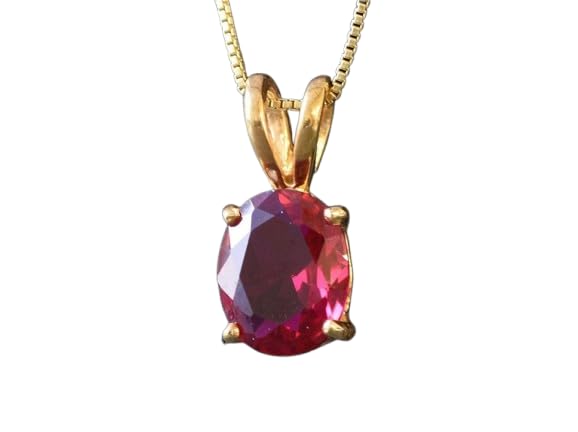 Ruby Stone Original Certified Pendant Oval Shape Manikkam Natural Unheated Burma Manikya Pendant 3 Carat Pure Gold Manik Stone Locket 3.5 Ratti For Men & Women माणिक नग