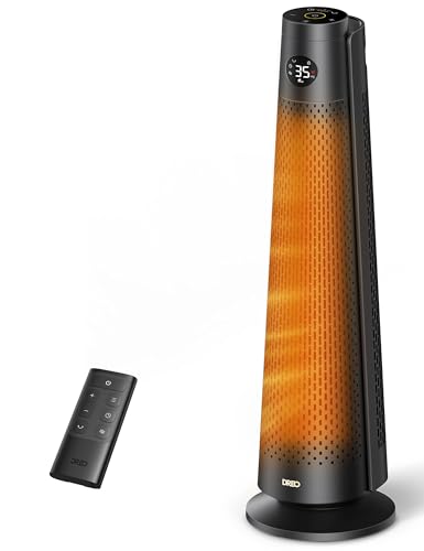 Dreo - Dreo Space Heater Large Room, 30" Electric Heaters with Remote, 120° Oscillation, Adjustable Thermostat, 5 Heat & 3 Fan levels, 8 Safety Protections, 25dB Quiet, 1-12H Timer, Heater for Office, Black - -10%