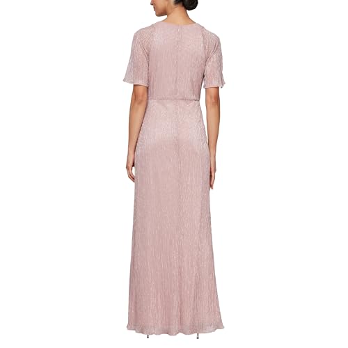 Image of S.L. Fashions Women's Long A-line Mother of The Bride Dress with Ruched Waist (Petite and Regular Sizes)