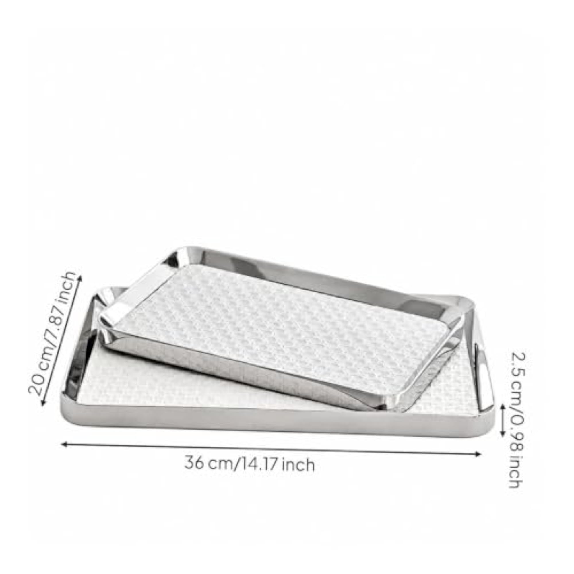 Leather and Stainless Steel Tray, Multi-Function Embossed Decorative Tray