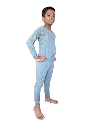 Image of HAP Boys Full Sleeves Light Grey Thermal Top & Pajama Set (Pack of 1) Winter Inners