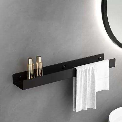 VIK Estantería de Baño y Cocina en Acero Inoxidable - Estantes para Ducha y Pared Sin Taladro, Montaje para Balcón (Color: Negro, Tamaño: 50cm)