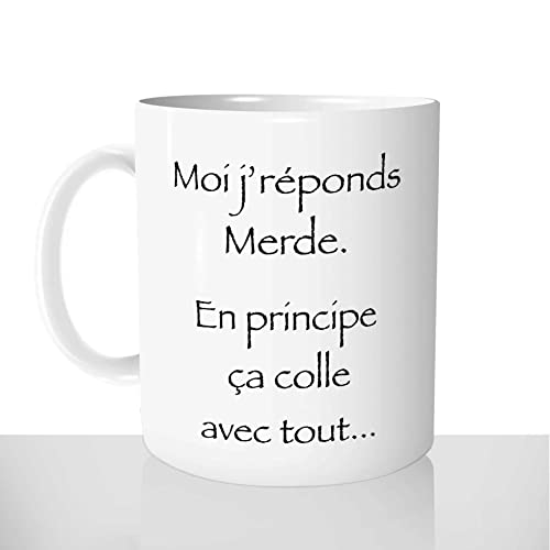 Mug-Cadeau Moi J'réponds Merde - Tasse Idée Cadeau Original Kaamelott Leodagan Citation - Offrir Anniversaire Noël