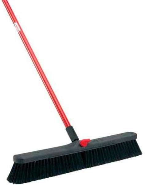 Libman 3136100 Push Broom with Resin Block - 24 in. - Fine-Duty Bristles - 801 - Pack of 4 - Red
