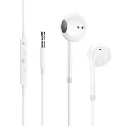 Tomonobu Wired Earphones with 3.5mm Jack – in-Ear Stereo Headphones with Microphone & Noise Isolation, Clear Bass, Comfortable Fit for Smartphones, Tablets, MP3 Players, Laptops