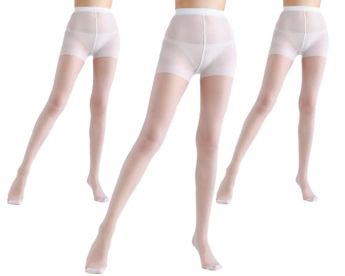 Image of HA WA 3 Pairs Women 20D Sheer Tights Control Top Pantyhose Reinforced Toe