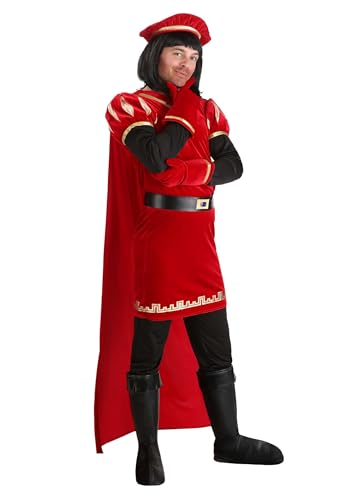 Fun Costumes Men's Lord Farquaad Costume | Officially Licensed Shrek Outfit, Tunic, Cape, Gloves, Hat, Belt, Wig, Shoe Covers