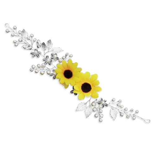 XIKSJW 1 Piezas Diadema Para Novia Con Diseño De Flores Color Plateado Y Perla