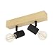Produktbild EGLO Deckenlampe Townshend 3, 2 flammiger Vintage Deckenspot im Industrial Design, Retro Lampe aus Stahl und Holz, Farbe: Schwarz, braun, Fassung: E27