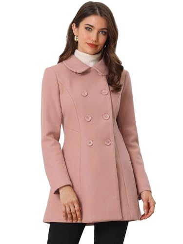 Trench long d'hiver avec col Claudine et double boutonnage élégant