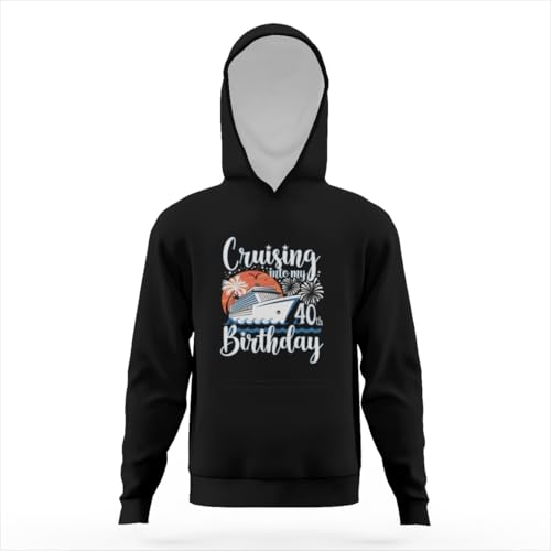 Vintage Cruising Into My 40th Birthday Hoodies for Teen Girls Boys Lightweight Kangaroo Pocket Sweatshirt3