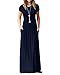 Produktbild Kidsform Maxi Kleid Damen Casual Sommerkleid Kurzarm Lange Kleid Mit Tasche Lose Strandkleider HoheTaille A-Navy S