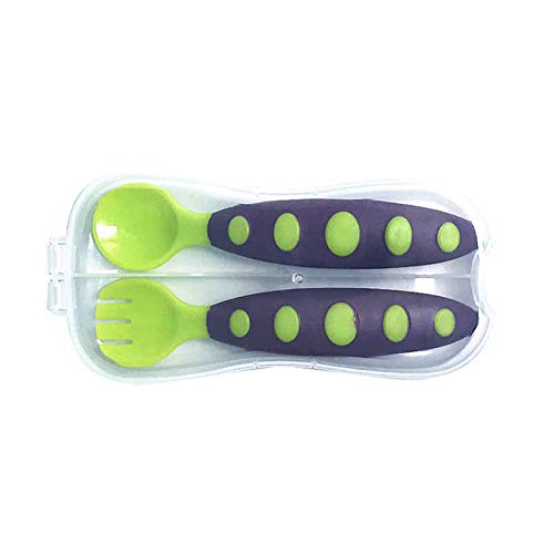 Zesta BPA Free Plastic Spoon/Fork Set for Baby & Kids - Green