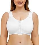 BRABIC Front Closure Compression Everyday Bra for Women Post Surgery Support with Adjustable Straps Wirefree White