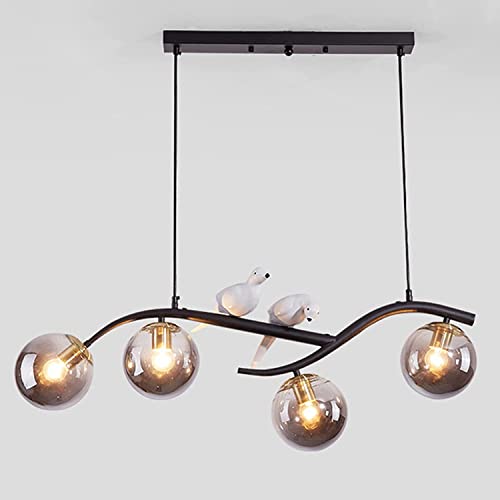 Image of SXWNBIFH 4-Light Sputnik Chandelier, Brushed Brass Pendant Lighting, Bird Linear Hanging Pendant Lighting for Kitchen Island Living Dining Room,CC