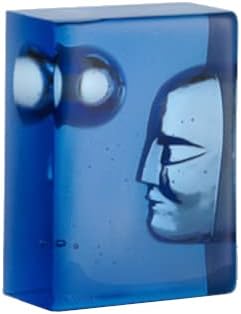 Kosta Boda Azur Moon - Escultura de bloque de vidrio, 5.9 x 4.4 x 2.5 pulgadas, azul