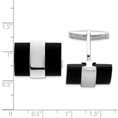 Mancuernillas de Plata 925 con Ónix Simulado para Hombre miniatura 2