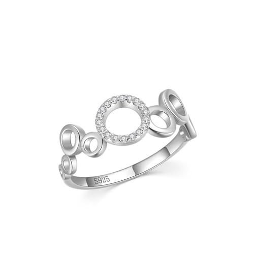 Bague fiançailles argent anti-ternissement avec zircone ronde anti-rayures