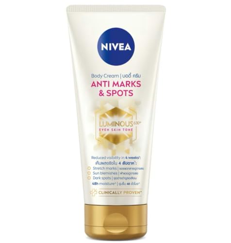 NIVEA Luminous 630 Crème pour le corps anti-vergetures et taches brunes (200 ml), crème hydratante 48 heures pour réduire les vergetures, les taches solaires et les taches pigmentaires au thiamidol