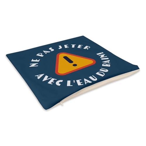 Coussin en velours bleu déhoussable 40x40 avec message humoristique