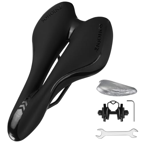 ENJOHOS Sillin Bicicleta MTB, Sillín Bicicleta Muy Comodo, Asiento de Bicicletas Impermeable, Sillin Antiprostatico, Sillín Bicicletas de Carretera Estática Montaña Gravel, Accesorios Bici   Negro