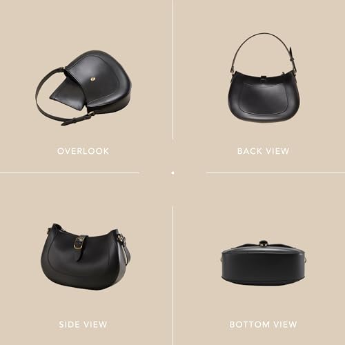 Image of SUNLIGHT LEAVES Vintage Vegan Leather Crescent Hobo Bag For Women Lunar Shoulder Purse Satchel Under Arm Lady Handbag