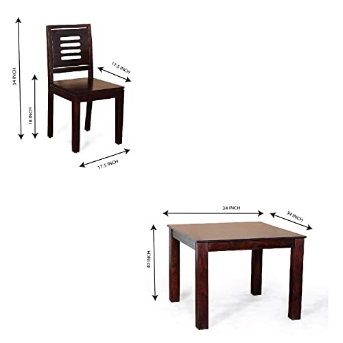 Image of Furnire Carp Sheesham Wood 4 Seater Dining Table with 4 Chairs for Living Room Home || Solid Wood Dining Room Sets Furniture for Dinner Rooms & Hotels (Walnut Finish)